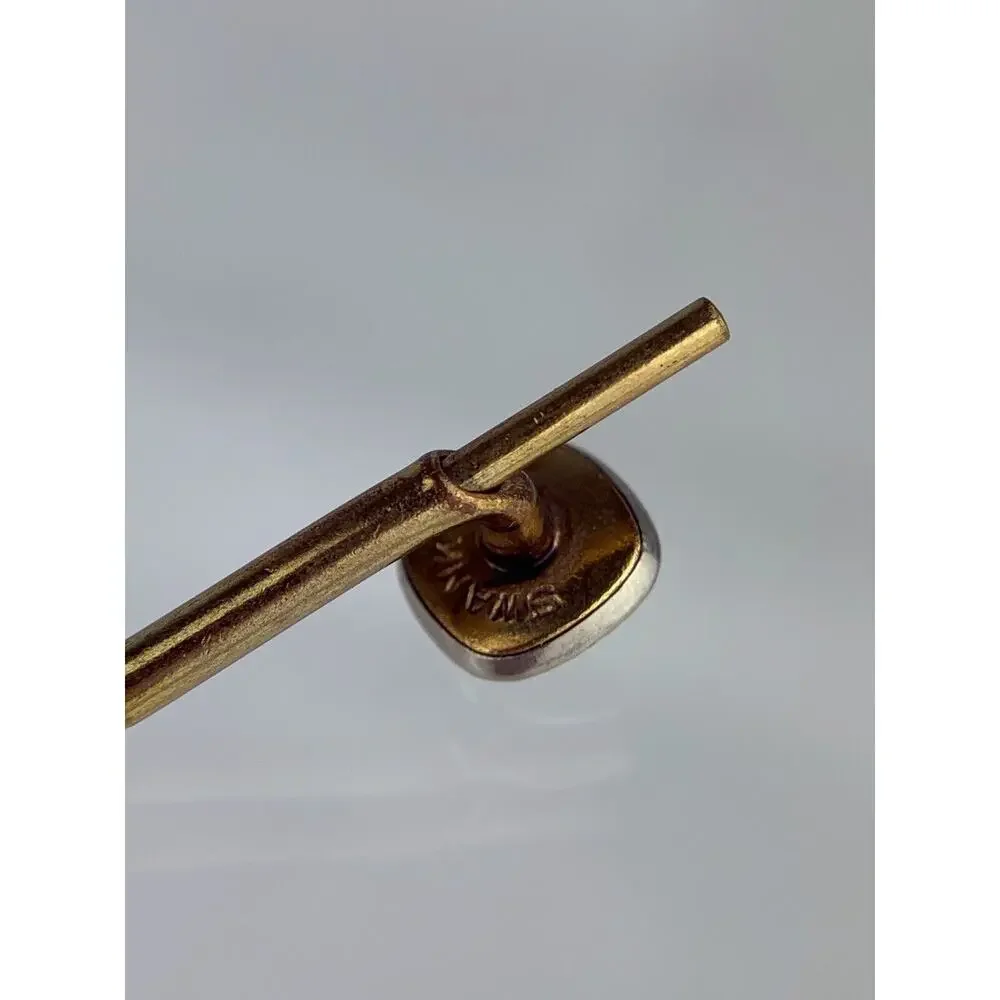 Single Black MOP Pearl 10k Gold Plated Tuxedo Shirt Stud Swank Square Vintage